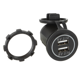 USB Ladeadapter 12V/24V 2 X 5V 2.1A zur Installation / rot